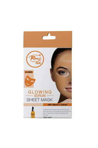 Picture of RIVAJ UK GLOWING SERUM SHEET MASK WITH VITAMIN C EXTRACT 3x 25 ML 