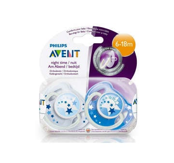 Picture of PHILIPS AVENT SOOTHER ORTHODONTIC NIGHT TIME  6-18 MONTH  PCS 
