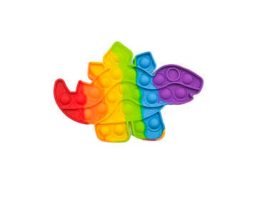Picture of RUBBER TOY POPIT DINOSAUR SMALL RAINBOW COLOR SINGLE PCS