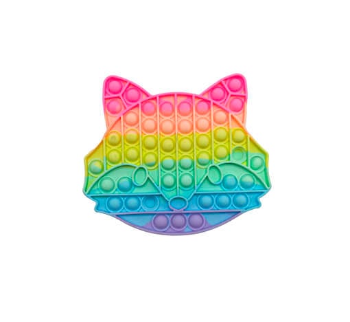 Picture of RUBBER TOY POPIT CAT FACE SMALL RAINBOW COLOR SINGLE PCS