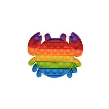Picture of RUBBER TOY POPIT CRAB RAINBOW COLOR SINGLE PCS