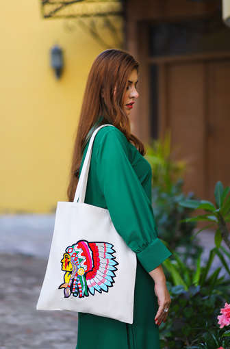 Picture of BJ TEXTILE TOTE BAG RED INDIAN HAND BAG