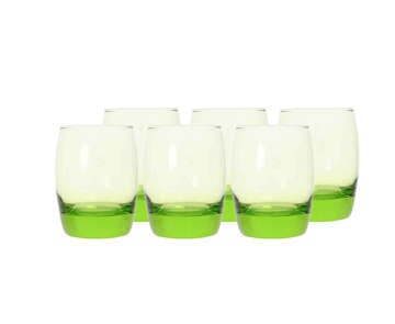 Picture of PASABAHCE WATER GLASS SET PUZZLE SMALL NO.52386P GREEN  6 PCS 