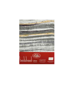 Picture of SILENT NIGHT BED SHEET SET DOUBLE BLUSH PRINTED WHITE, BLACK, GRAY AND YELLOW (T-144)