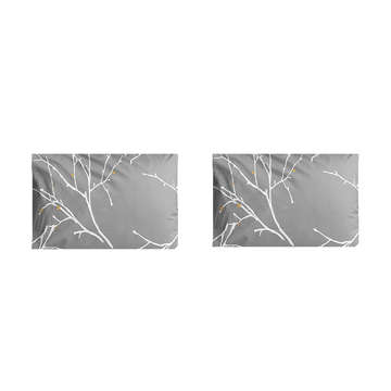 Picture of KW PILLOW COVER PAIR BRANCHES PRINTED GRAY, WHITE AND MUSTARD