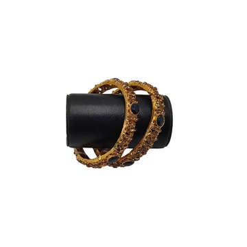 Picture of RUBY CASTING LOCK KARA FOR GIRLS 2 QTY PREMIUM QUALITY DESIGN#1 GOLDEN WITH NAVY BLUE STONES