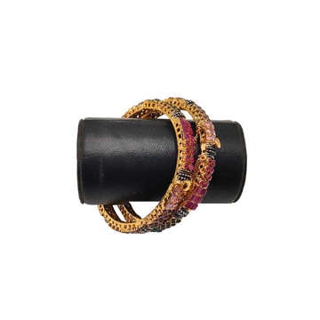 Picture of RUBY CASTING LOCK KARA FOR GIRLS 2 QTY HIGH PREMIUM QUALITY DESIGN#4 GOLDEN WITH MULTI COLOR STONES