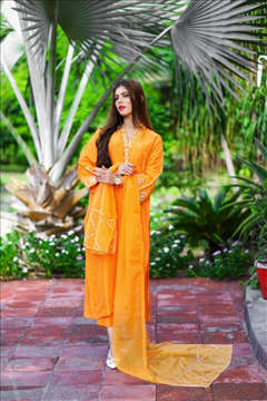 Picture of RAW SILK EMBROIDRED TROUSER, SHIRT & DUPATTA