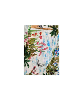 Picture of KW BED SHEET SET DOUBLE ISLAND WITH BOATS PRINTED WHITE, BLUE AND GREEN (PERCALE)