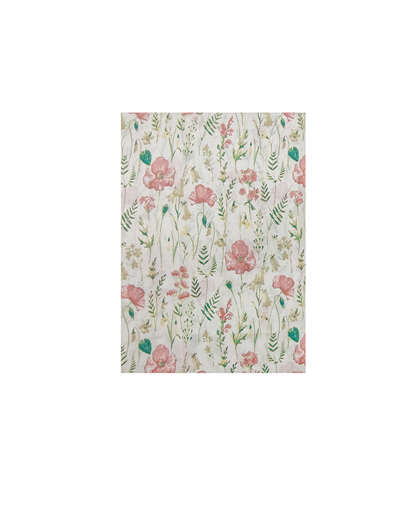 Picture of KW BED SHEET SET DOUBLE FLOWERS PRINTED WHITE, CORAL AND GREEN
