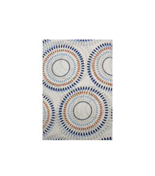 Picture of KW BED SHEET SET DOUBLE CIRCLES PRINTED WHITE, BROWN, NAVY BLUE AND SKY (POLY COTTON)