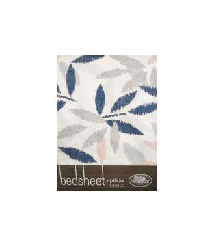 Picture of SILENT NIGHT BED SHEET SET DOUBLE LEAVES PRINTED WHITE, NAVY BLUE, APRICOT AND GRAY (COTTON)
