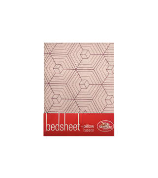 Picture of SILENT NIGHT BED SHEET SET DOUBLE CUBE PRINTED PINK AND MAROON (T-144)