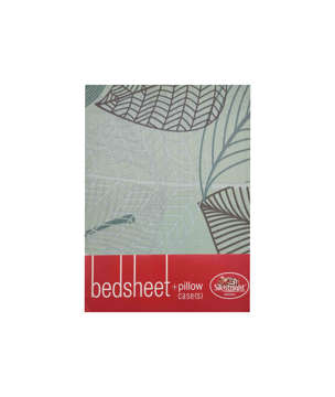 Picture of SILENT NIGHT BED SHEET SET DOUBLE LEAVES PRINTED LIGHT TURQUOISE, BROWN AND GREEN (T-144)