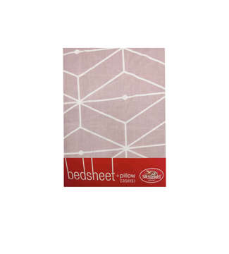 Picture of SILENT NIGHT BED SHEET SET DOUBLE DIAMOND PRINTED PINK AND WHITE (T-144)