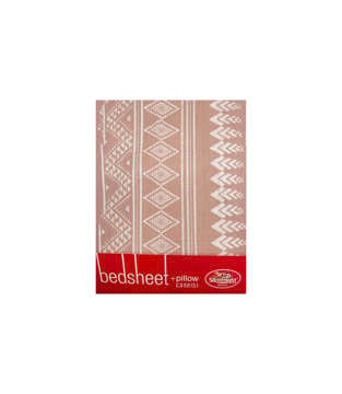 Picture of SILENT NIGHT BED SHEET SET DOUBLE DIAMOND PRINTED CHESTNUT PINK AND WHITE (T-144)