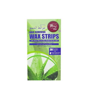 Picture of RIVAJ UK HAIR REMOVING BODY WAX STRIPS WITH ALOE VERA & LOTUS FLOWER FOR DRY SKIN 20 PRO PCS 