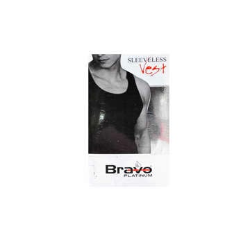 Picture of BRAVO MEN'S WEAR SLEEVELESS VEST PLATINUM BLACK NO.003  SINGLE 
