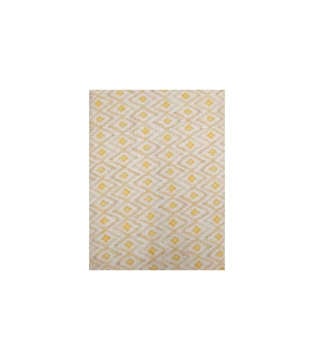 Picture of KW BED SHEET SET DOUBLE ZIGZAG PRINTED WHITE, ALMOND AND YELLOW (POLY COTTON)
