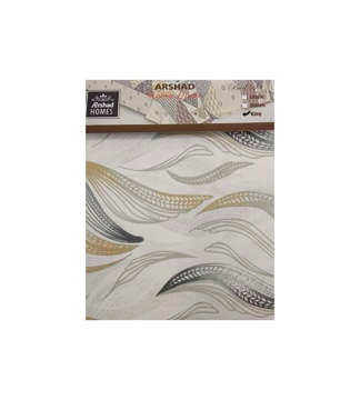 Picture of ARSHAD HOMES BED SHEET SET KING LEAVES PRINTED TEA GREEN, GRAY AND GOLDEN